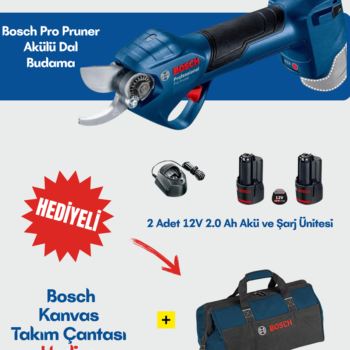 Bosch Pro Pruner Akülü Dal Budama Makası Şarjlı Bağ Bahçe Ağaç Üzüm Dudama Kesme